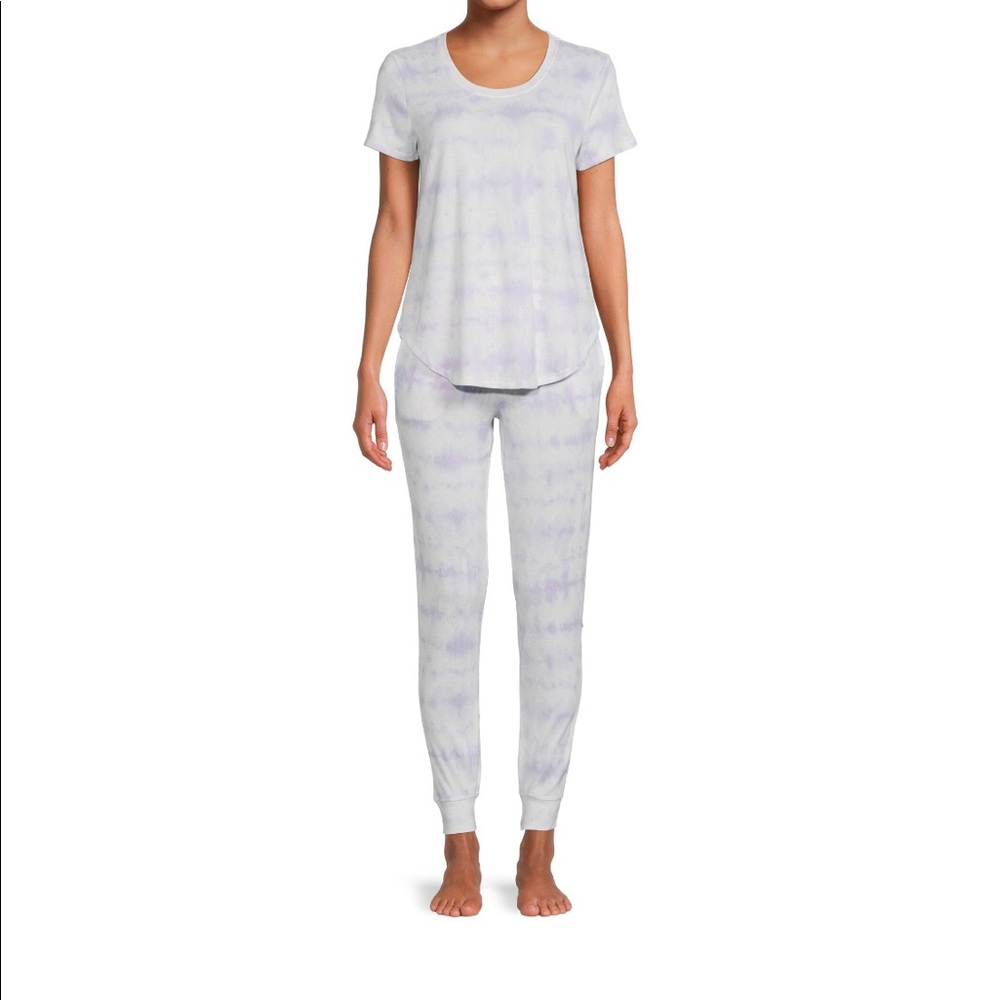 Jaclyn Intimates Womens Tie Dye Look PJ’s Small Lilac White Joggers & Top New